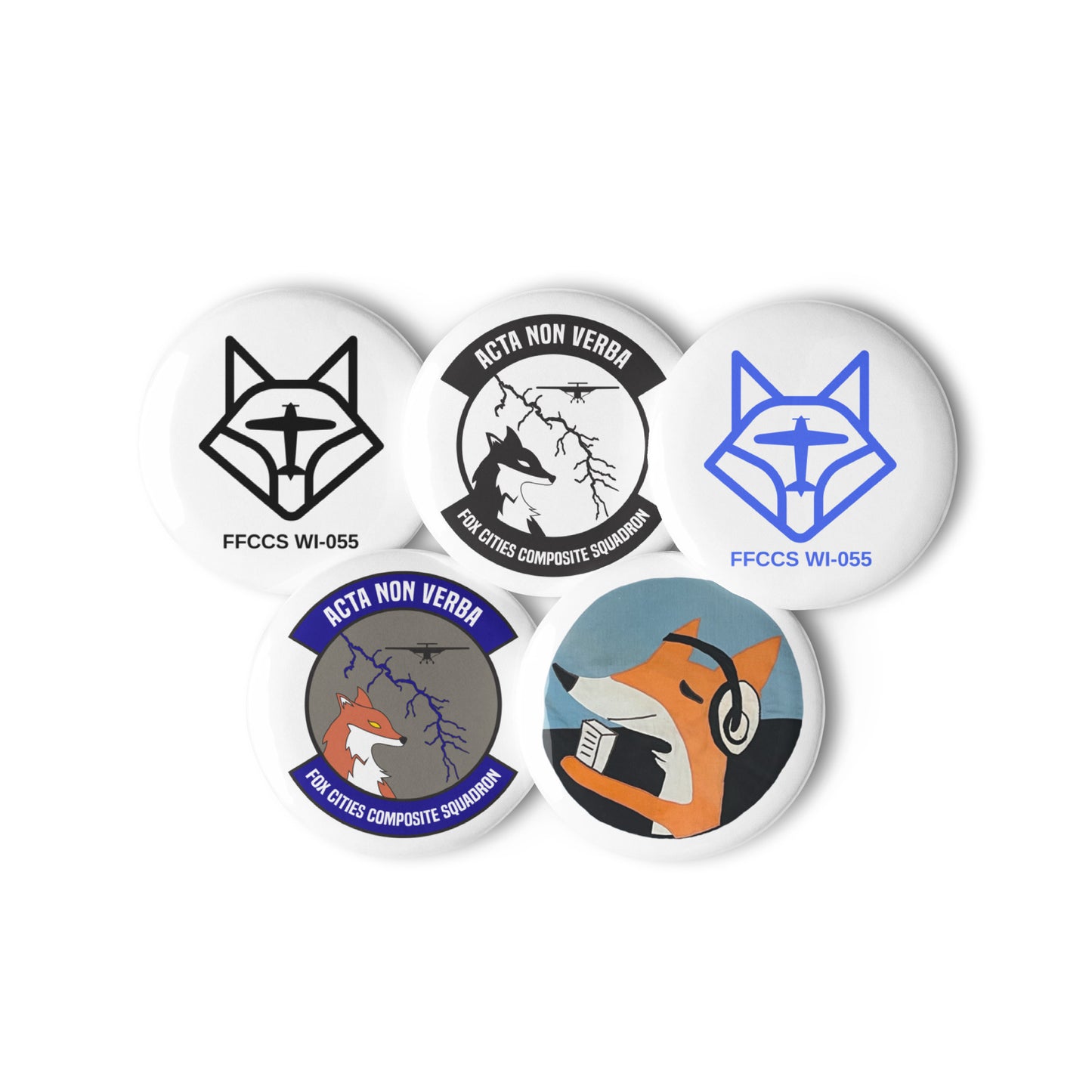 FCS Flag Fox, FCCS Logo, and FFCCS Logo Set of Five (5) Pins