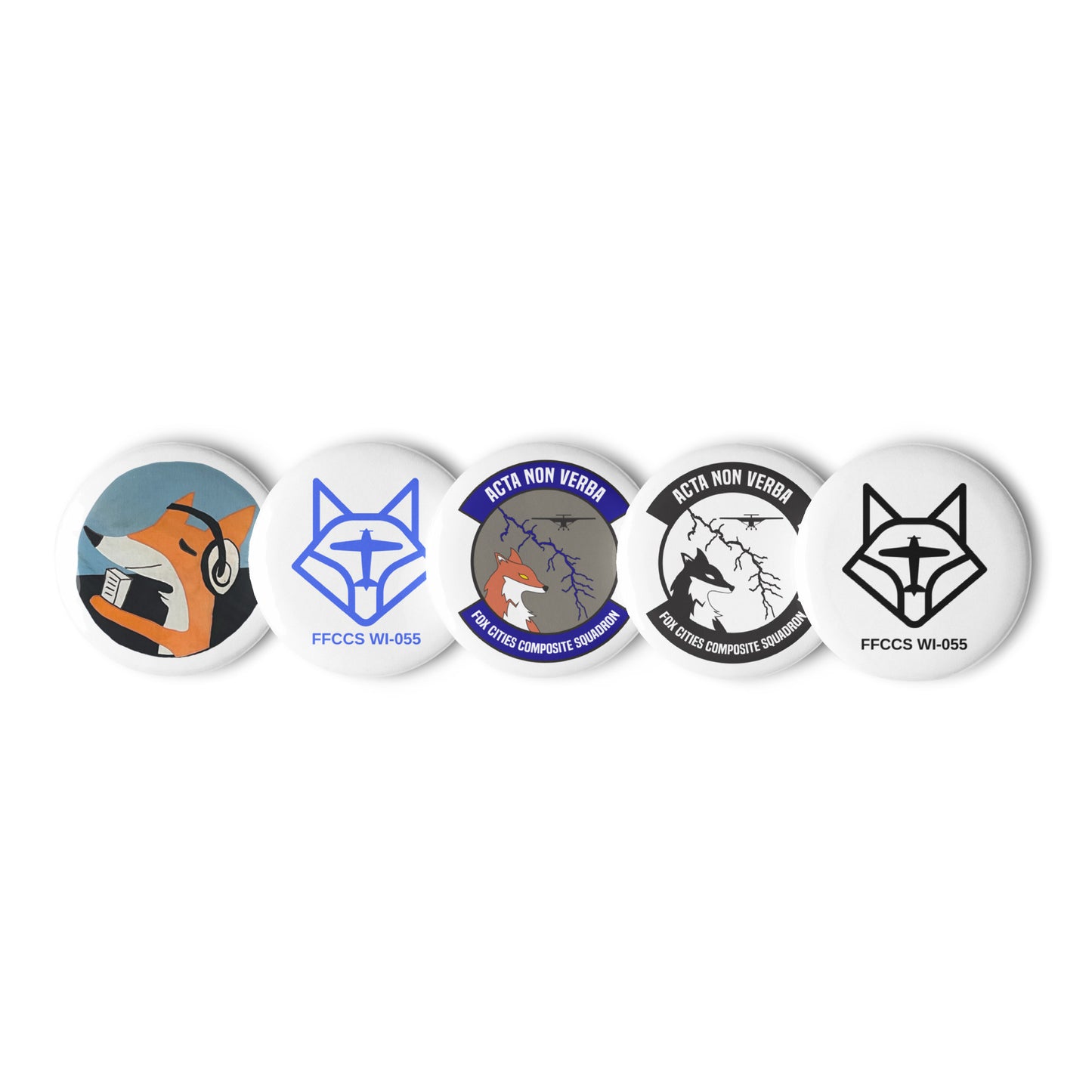 FCS Flag Fox, FCCS Logo, and FFCCS Logo Set of Five (5) Pins