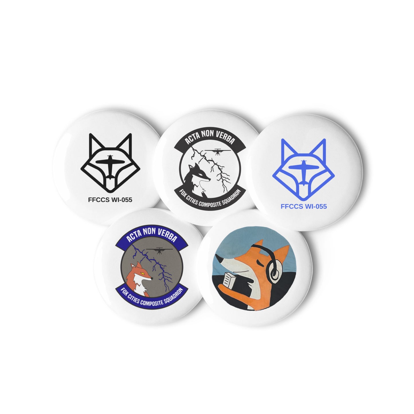 FCS Flag Fox, FCCS Logo, and FFCCS Logo Set of Five (5) Pins